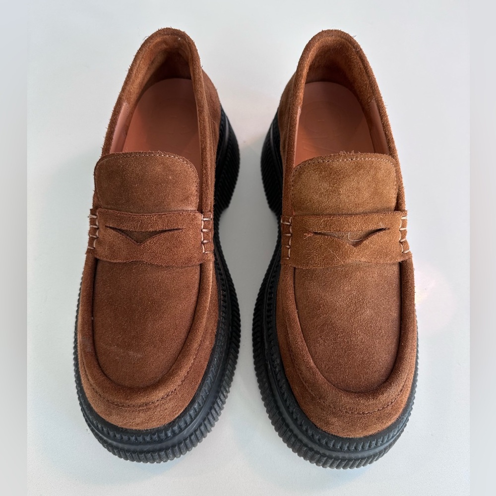 GANNI Wallaby Creepers Brown Suede Loafers size 38 NEVER WORN